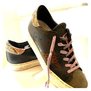 Golden Goose Hi Star Black and Leopard